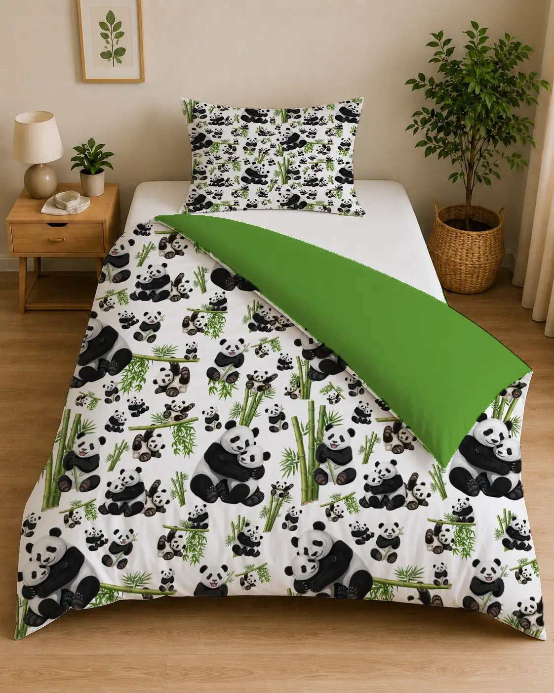 Duvet Cover Set Pandas & Bamboo – 100% Cotton