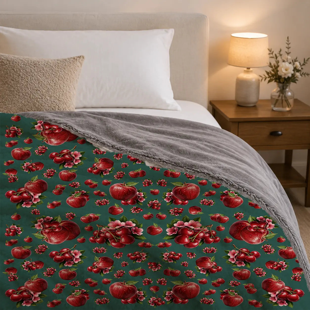 Pluchen Deken Appels & Kersen – Zachte Fleece