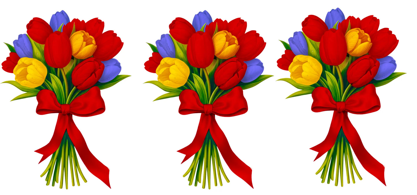 Ceramic Tulip Bouquet Mug – Red Handle 350ml