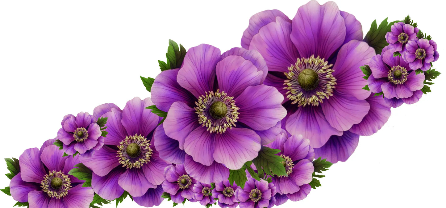 Ceramic Mug Purple Anemones - Black Handle 325ml