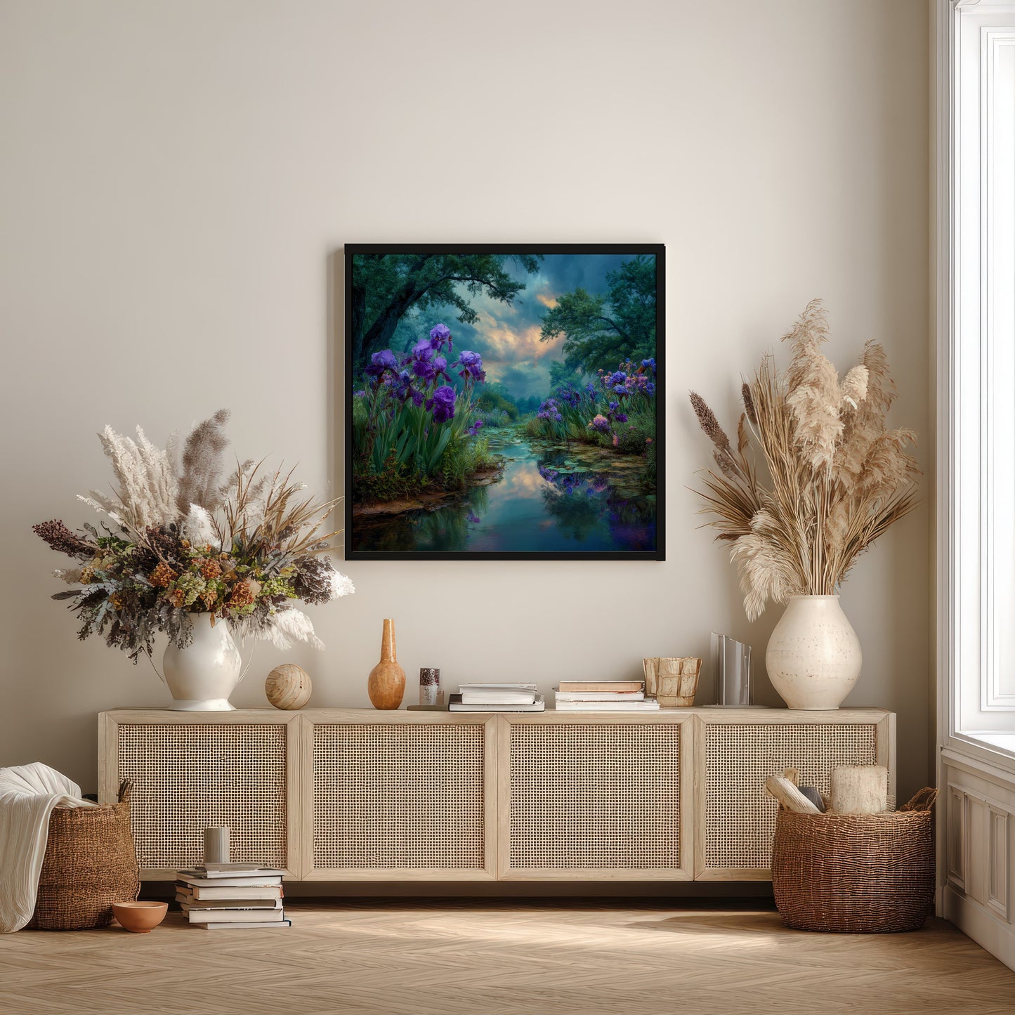 De Iristentuin – Ingelijst Canvas