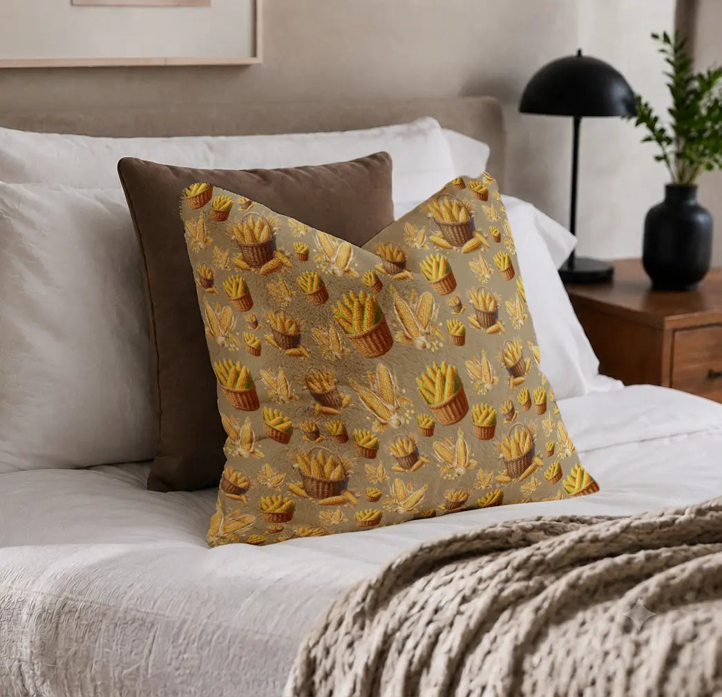 Decoratief Kussen Maïs – Goudzandkleurige Achtergrond