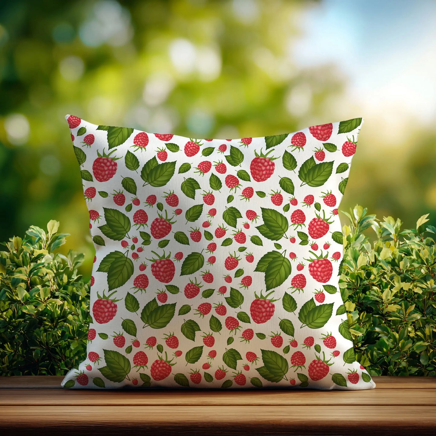 Decoratief Kussen Frambozen – Witte Print 30x30 cm