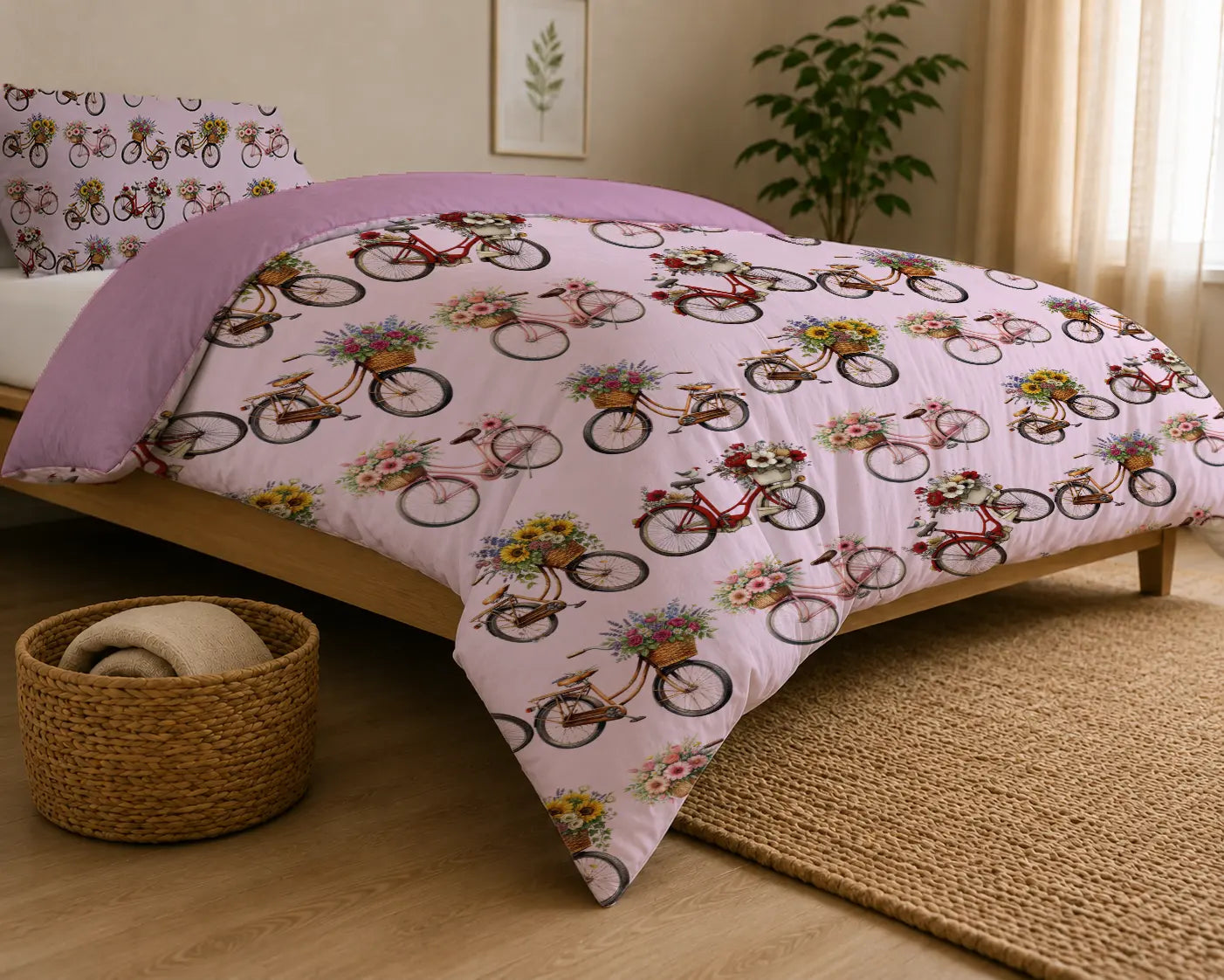 Dekbedovertrek Fietsen & Bloemen – Katoen OEKO-TEX®