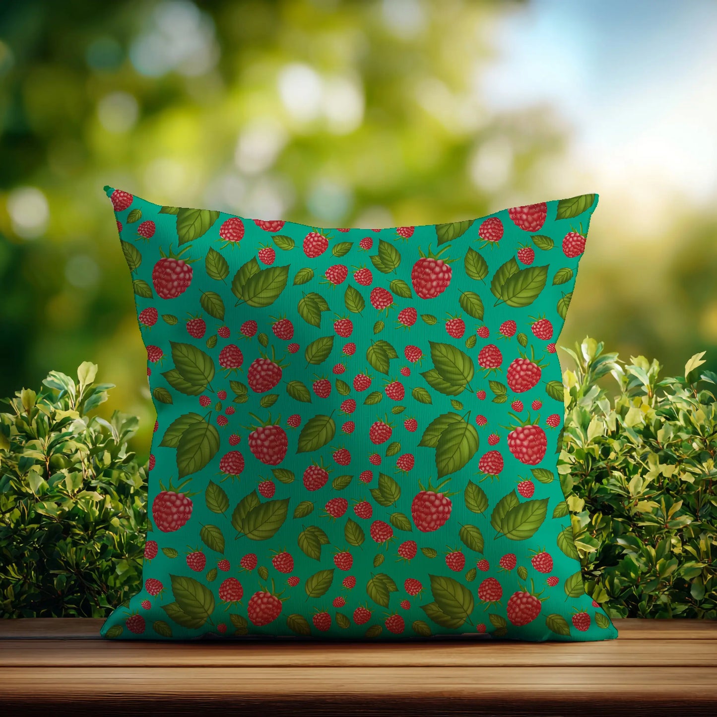 Decoratief Kussen Frambozen – Turquoise Print 30x30 cm