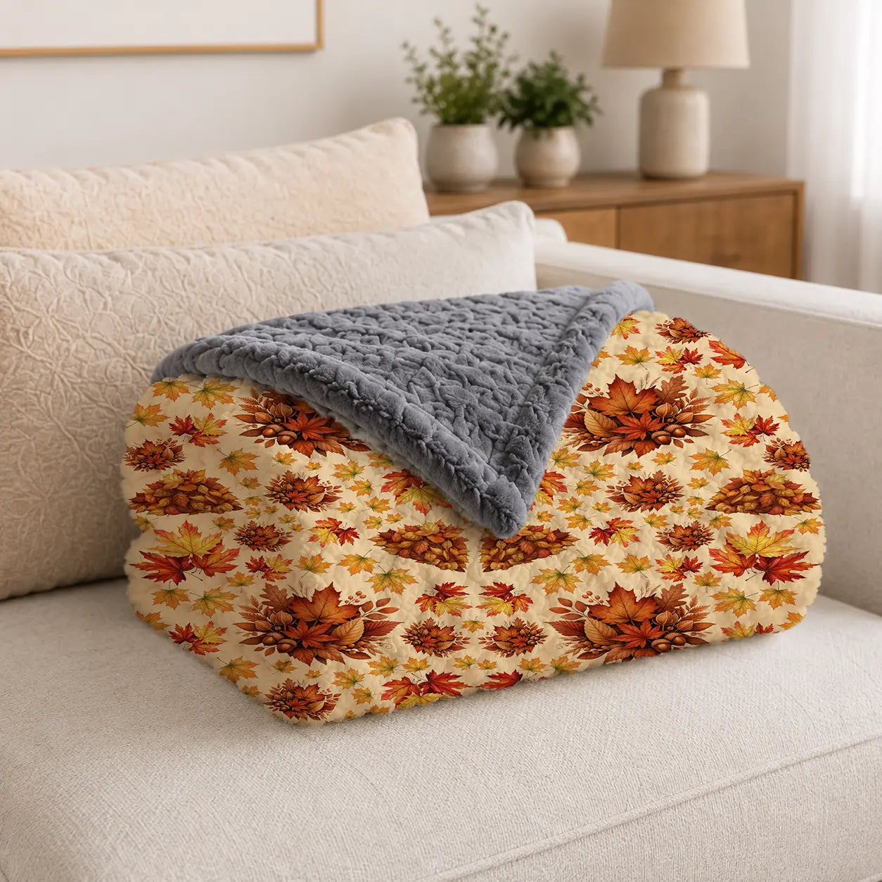 Pluchen Deken Herfstbladeren – Zachte Fleece