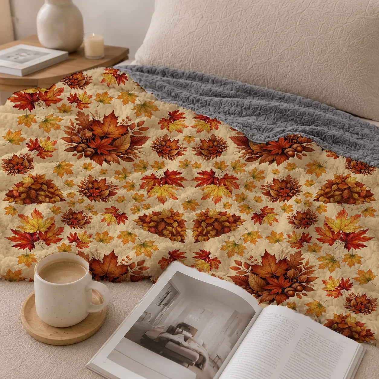 Pluchen Deken Herfstbladeren – Zachte Fleece