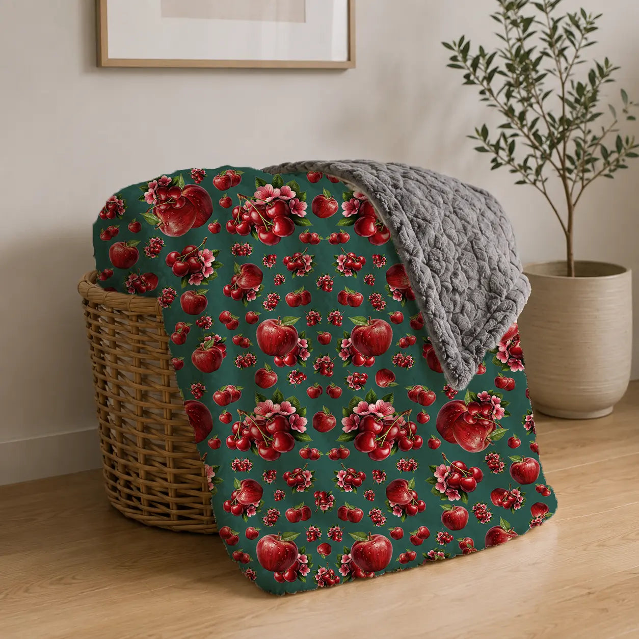 Pluchen Deken Appels & Kersen – Zachte Fleece