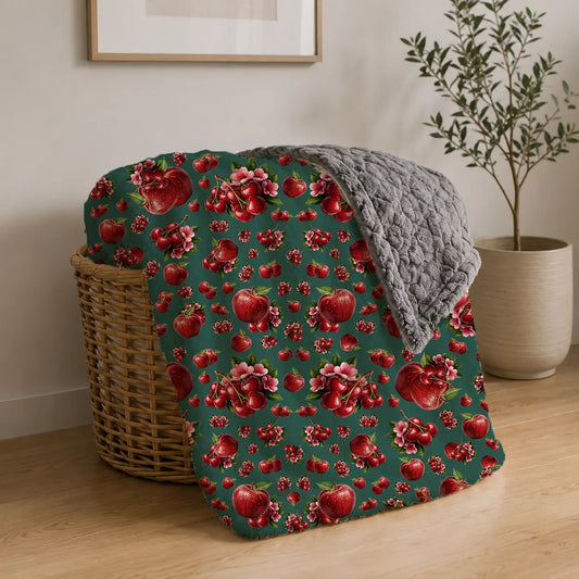 Pluchen Deken Appels & Kersen – Zachte Fleece