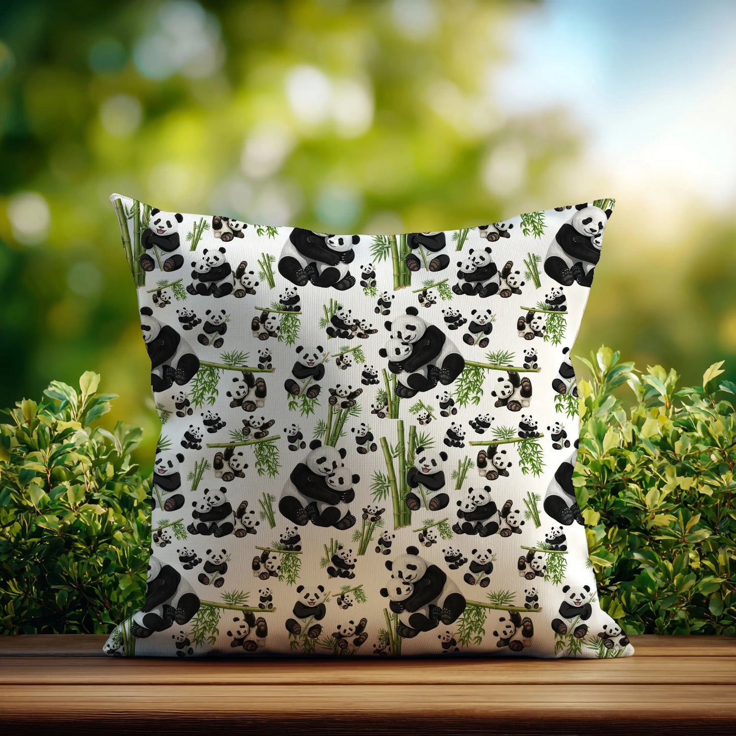Decoratief Kussen Panda's & Bamboe – 30x30 cm