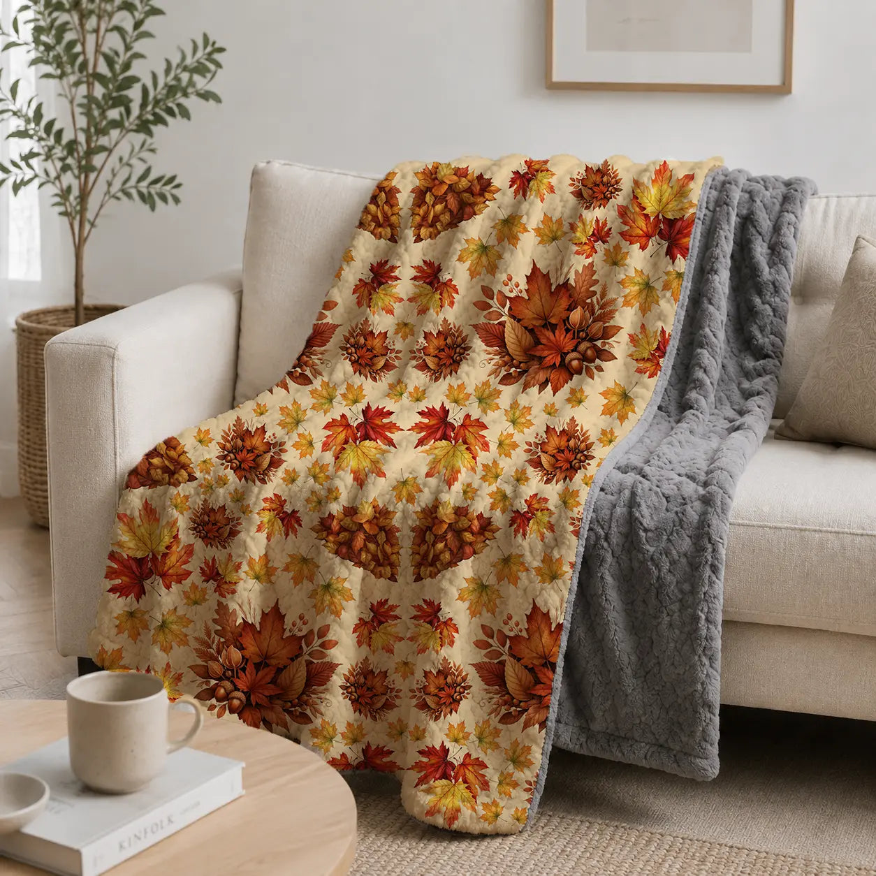 Pluchen Deken Herfstbladeren – Zachte Fleece