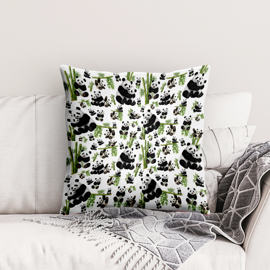 Panda's & Bamboe – Decoratief Kussen