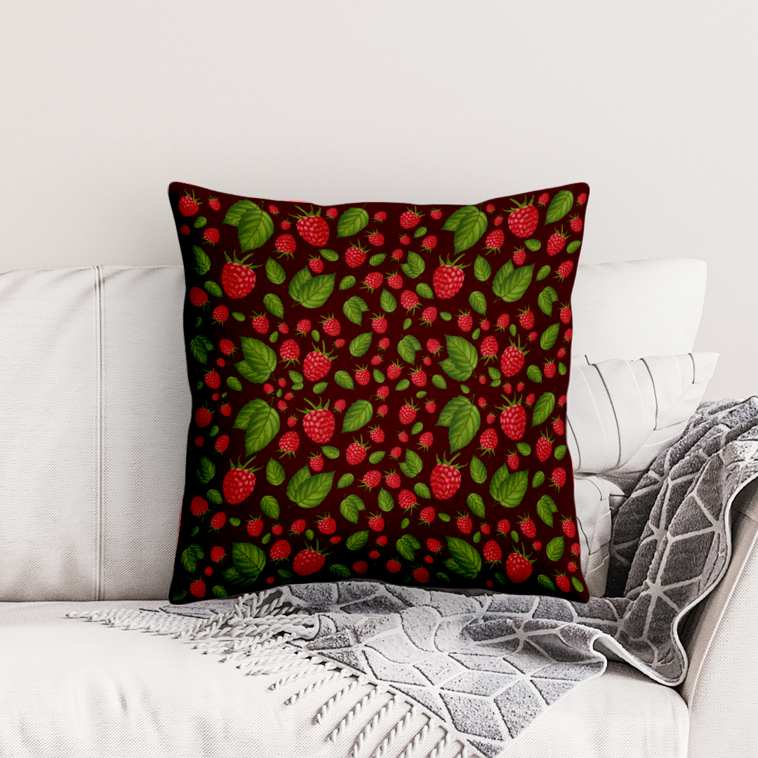 Frambozen – Decoratief Kussen (bordeaux print)