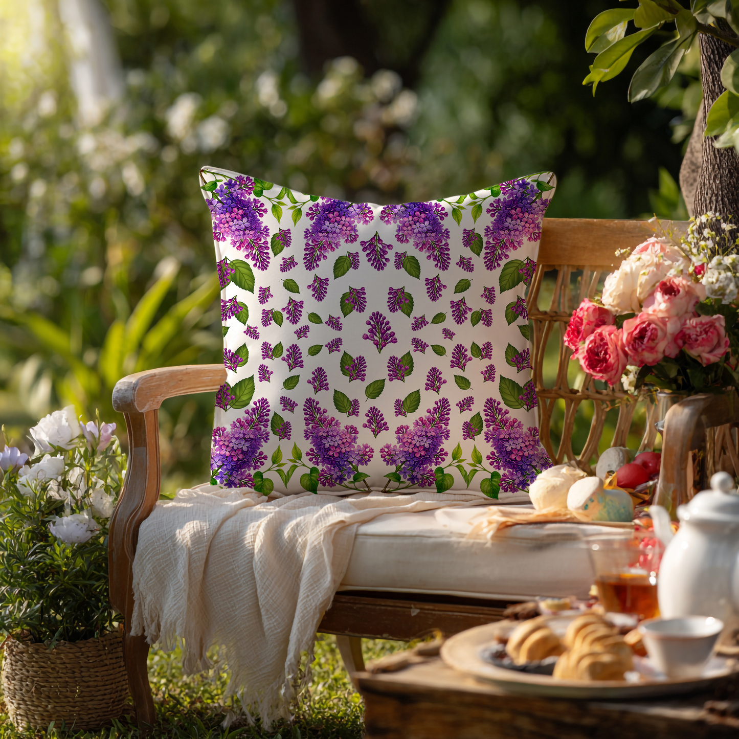 Seringen Kussen – Botanische Print