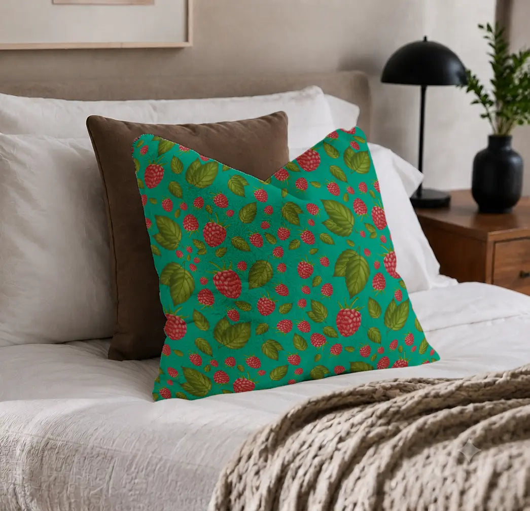Decoratief Kussen Frambozen – Turquoise Print