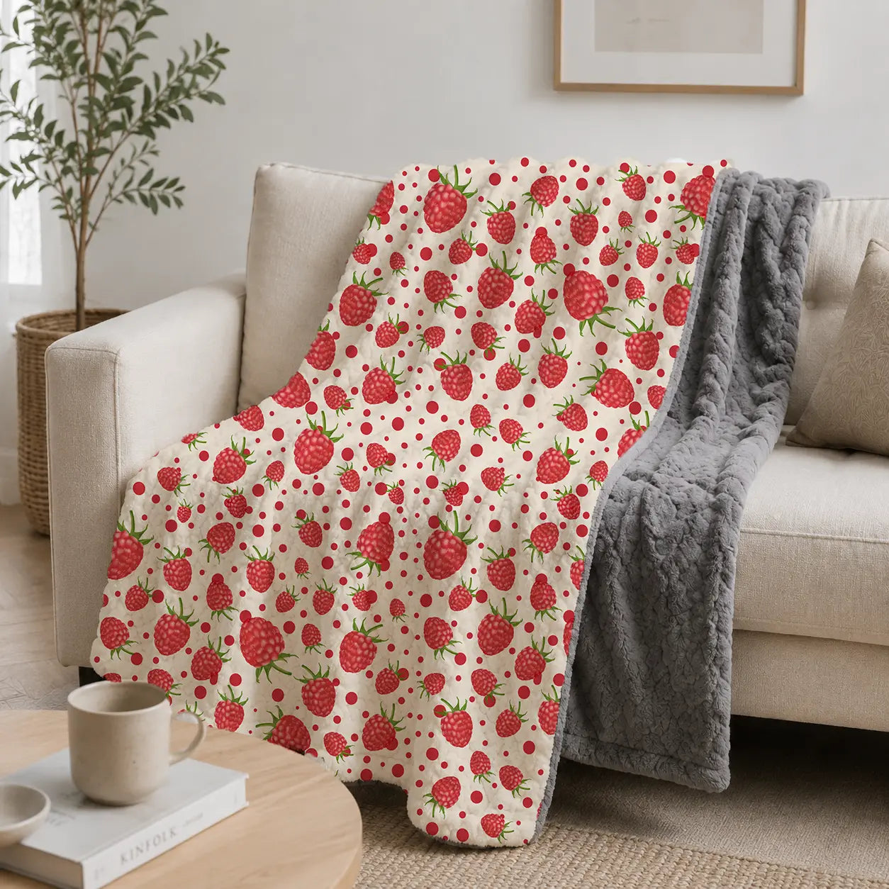 Pluchen Deken Frambozen & Stippen – Zachte Fleece