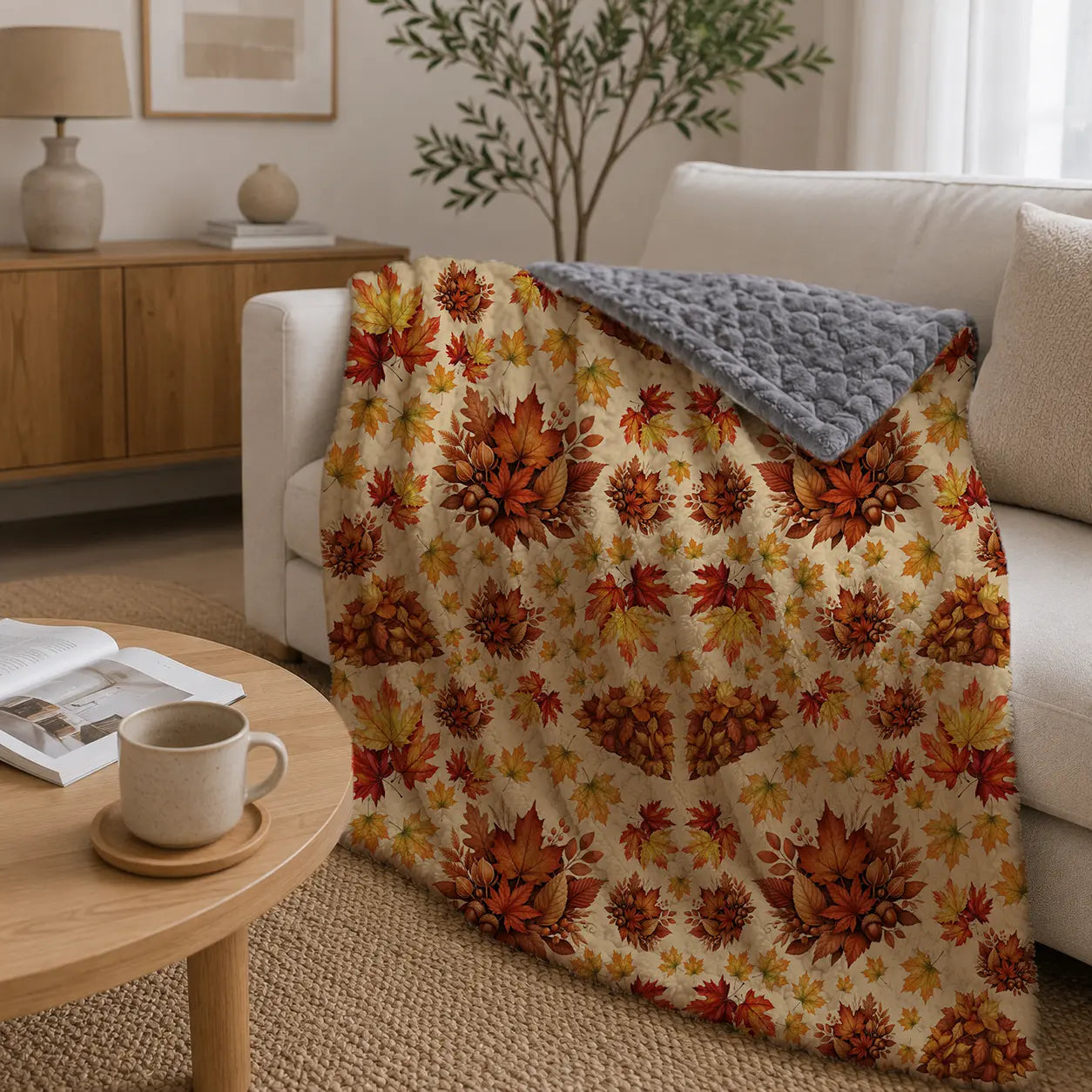 Pluchen Deken Herfstbladeren – Zachte Fleece