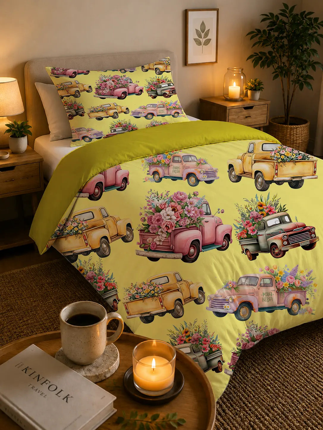 Dekbedovertrek Retro Vrachtwagen & Bloemen – Katoen OEKO-TEX®