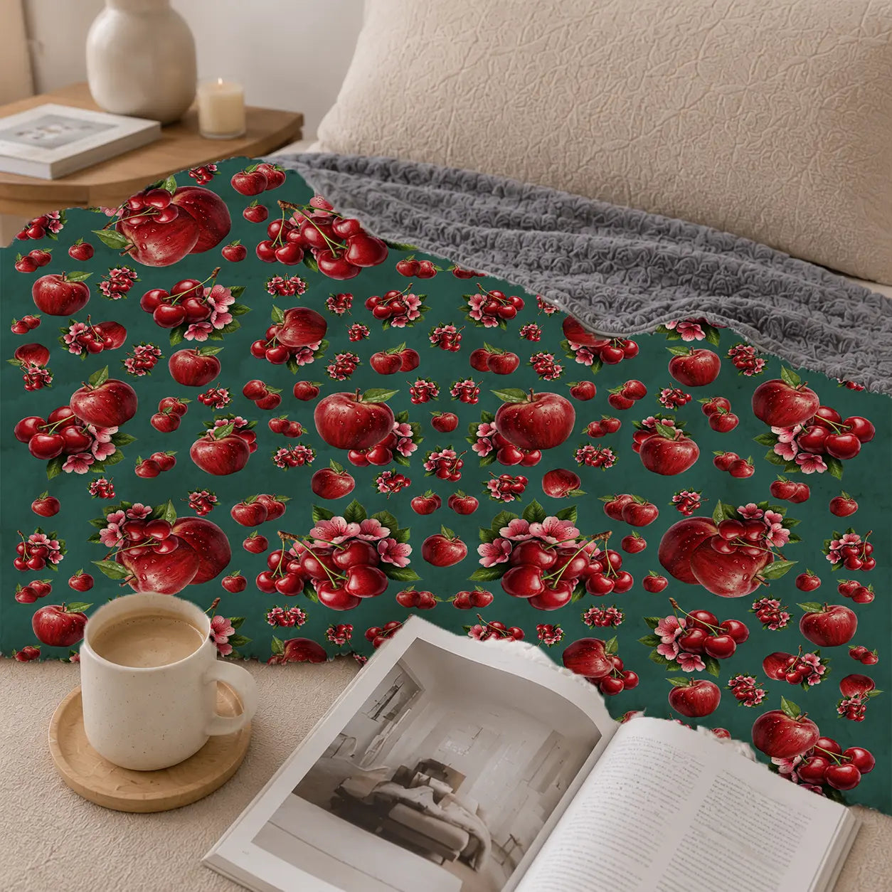 Pluchen Deken Appels & Kersen – Zachte Fleece