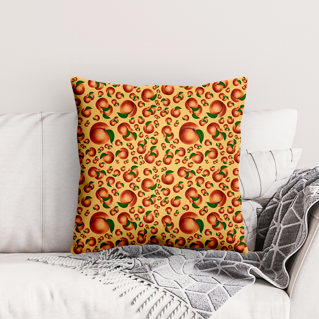 Perziken – Decoratief Kussen (perzikenkleurige print)