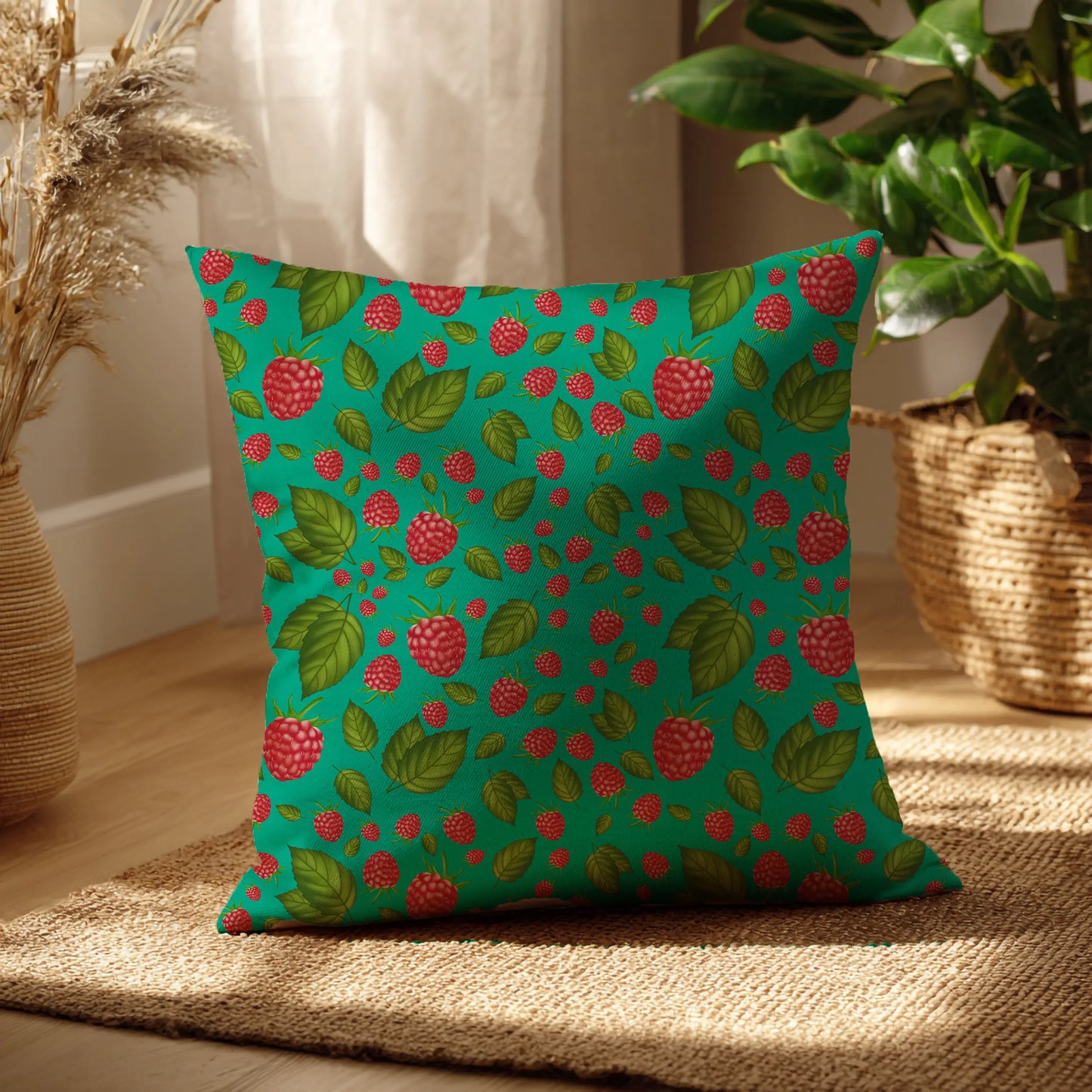 Decoratief Kussen Frambozen – Turquoise Print 30x30 cm