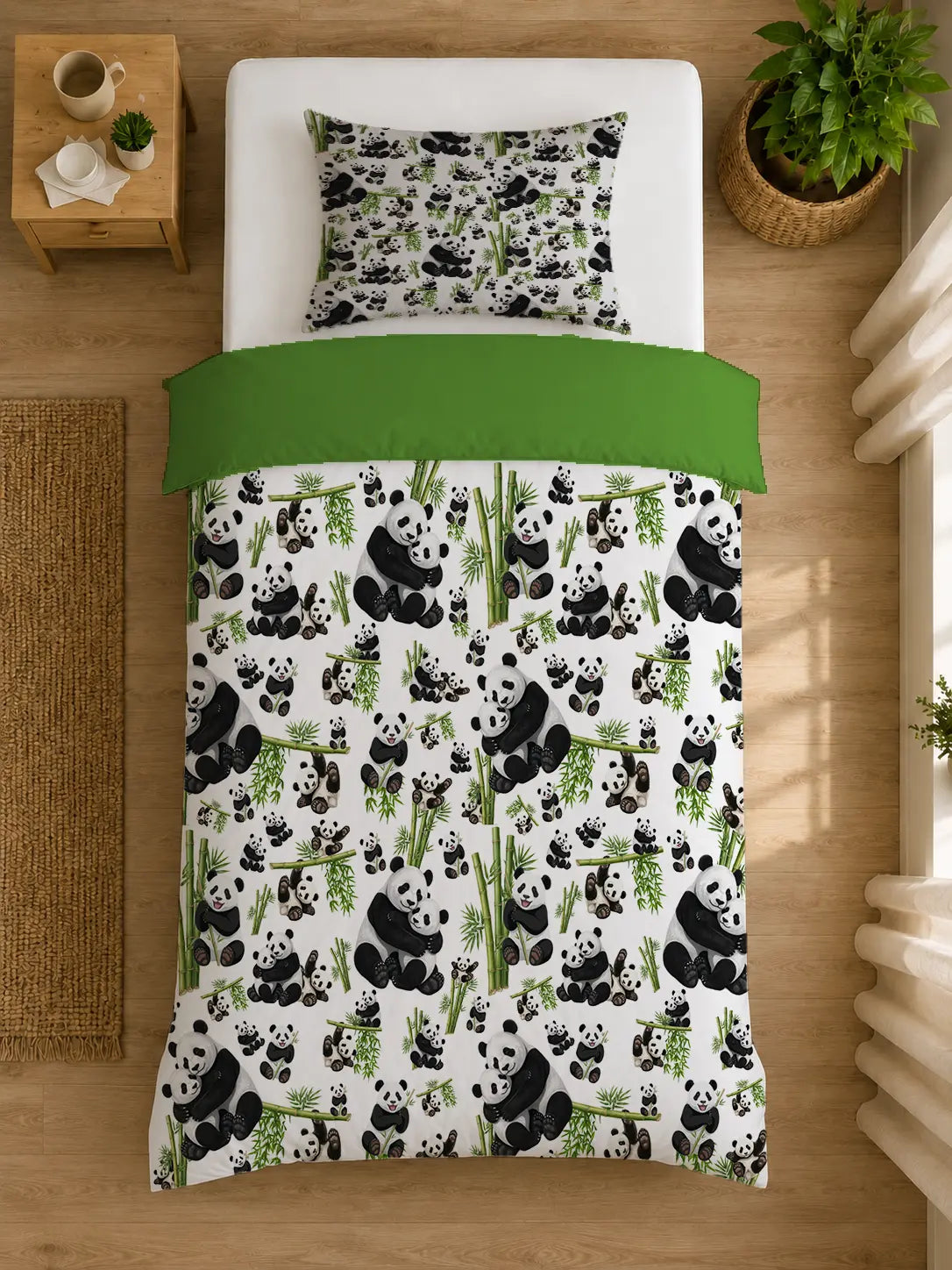 Duvet Cover Set Pandas & Bamboo – 100% Cotton