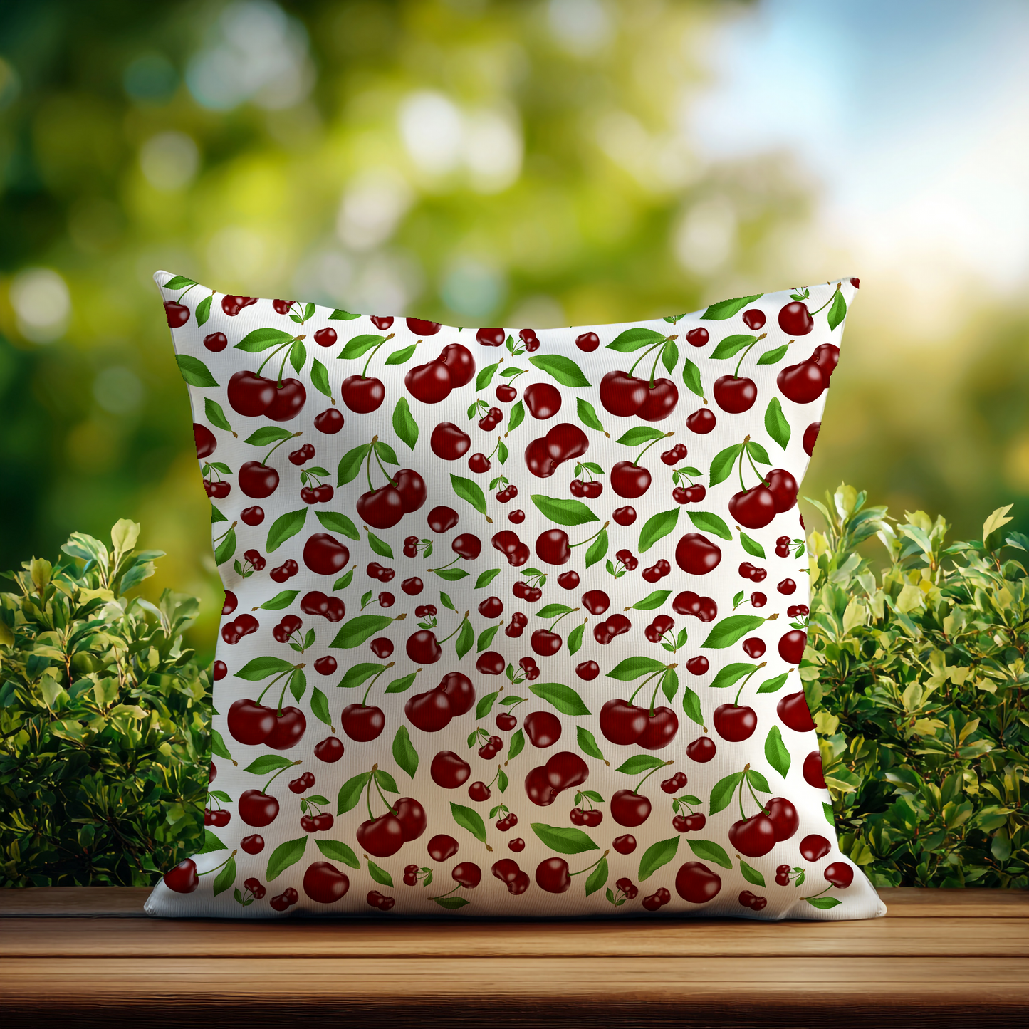 Kersen – Decoratief Kussen (witte print)