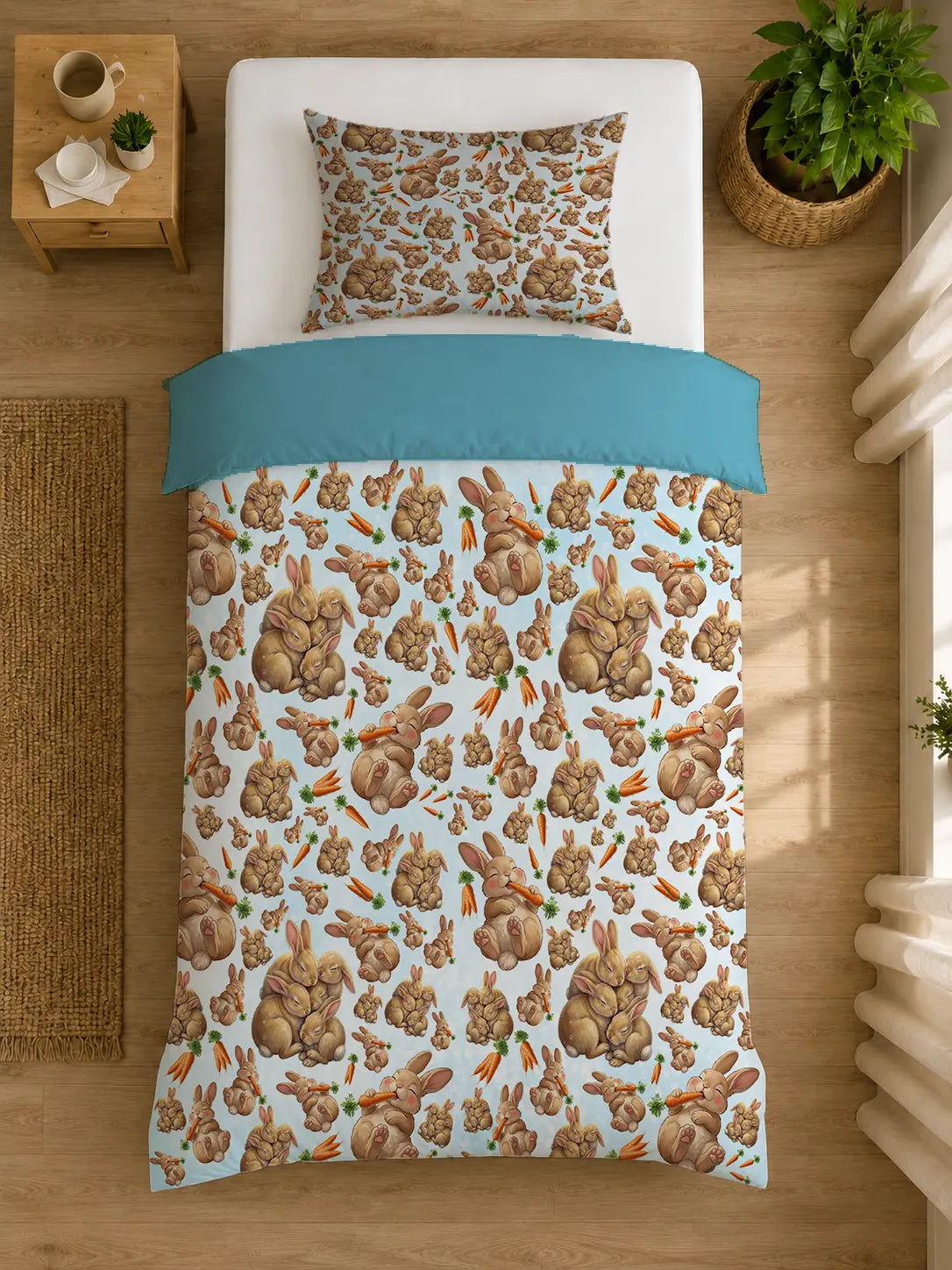 Beddengoed Konijntjes & Wortels – Katoen OEKO-TEX®