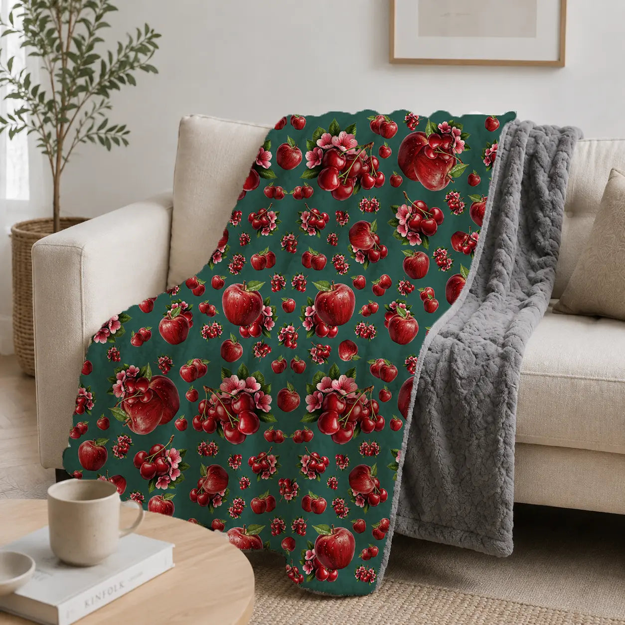 Pluchen Deken Appels & Kersen – Zachte Fleece