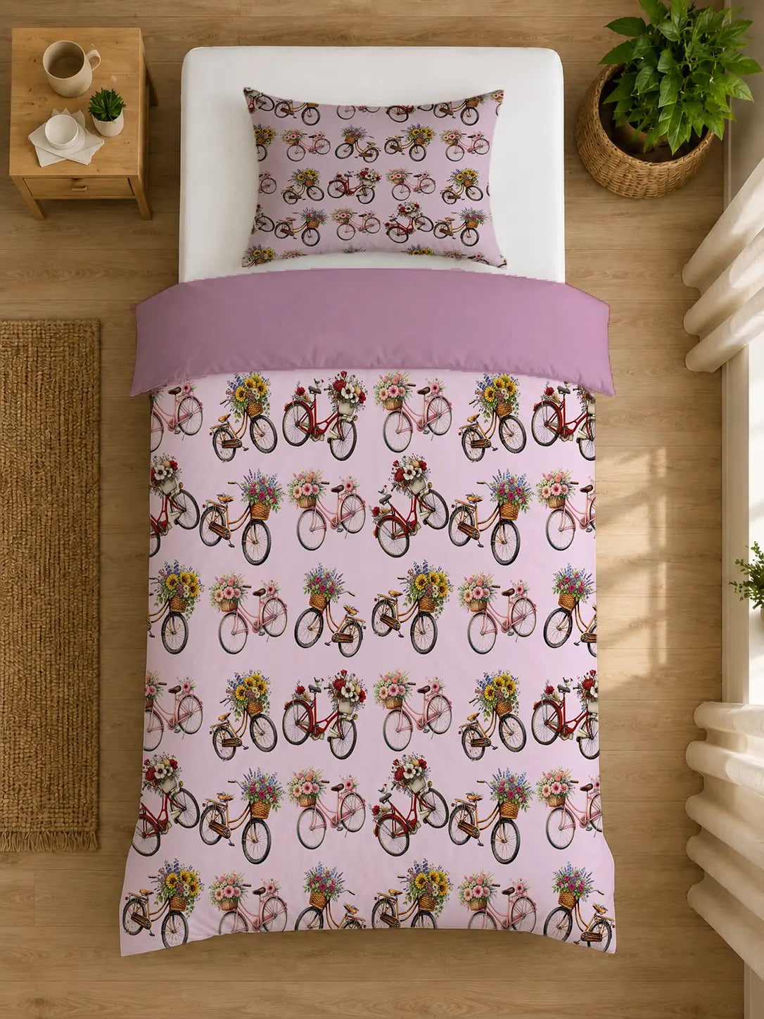 Dekbedovertrek Fietsen & Bloemen – Katoen OEKO-TEX®
