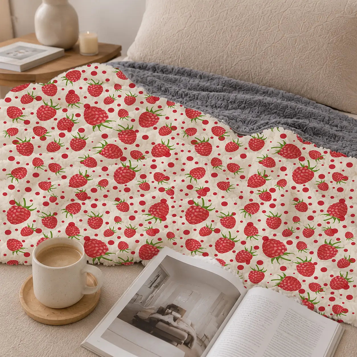 Pluchen Deken Frambozen & Stippen – Zachte Fleece