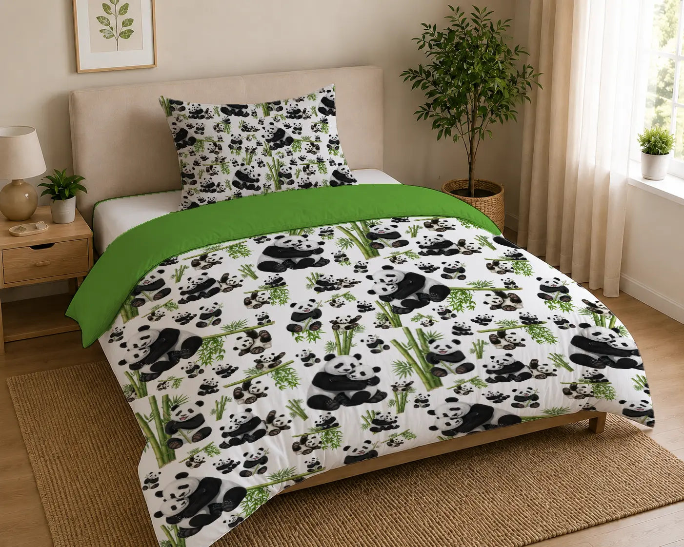 Duvet Cover Set Pandas & Bamboo – 100% Cotton
