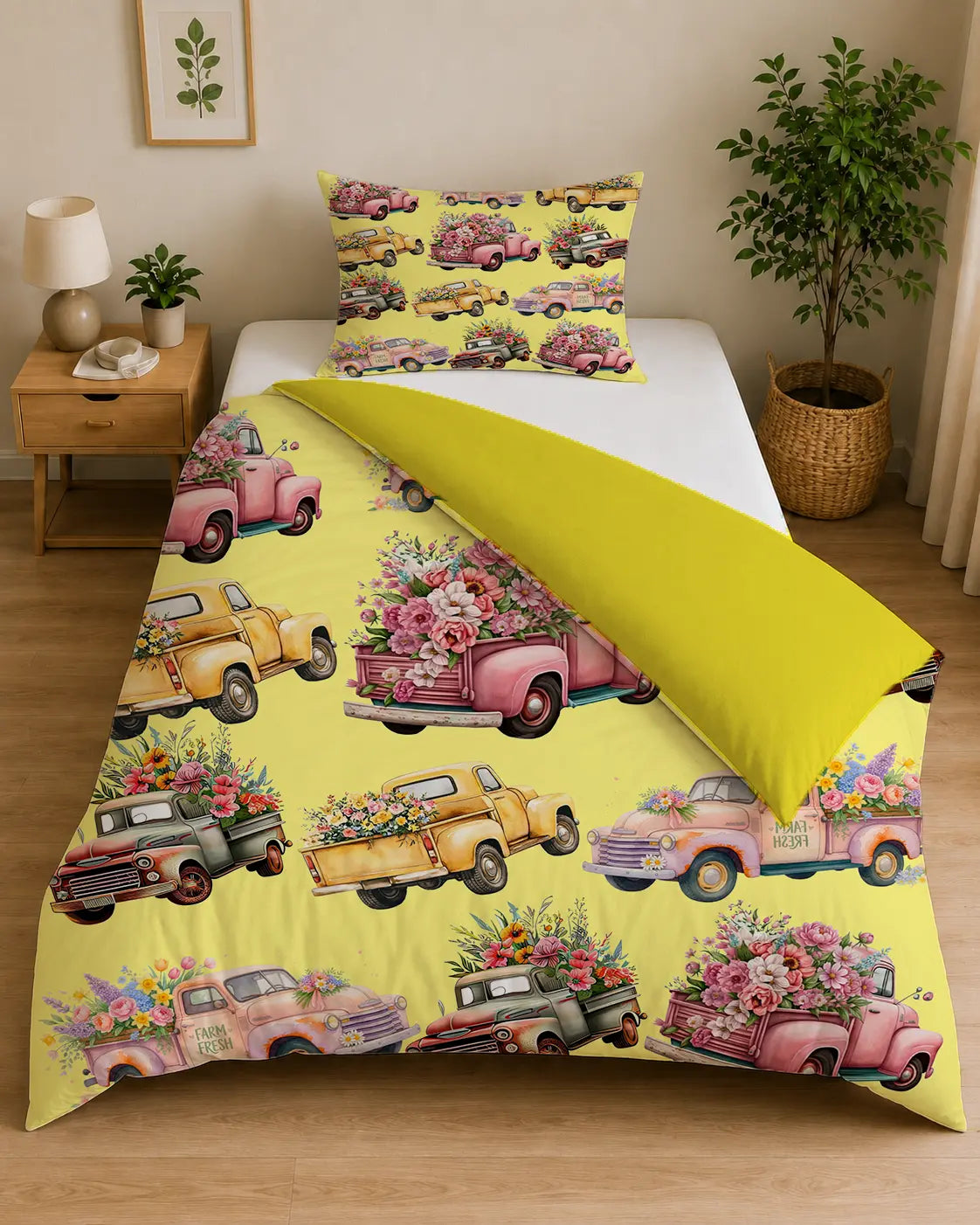 Dekbedovertrek Retro Vrachtwagen & Bloemen – Katoen OEKO-TEX®