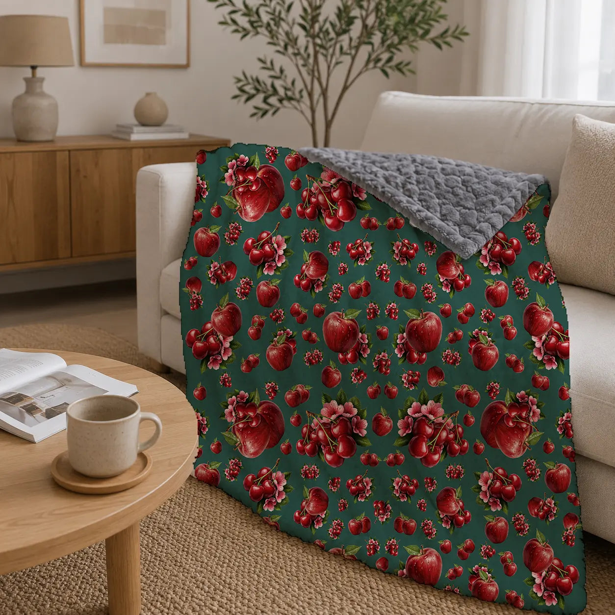 Pluchen Deken Appels & Kersen – Zachte Fleece