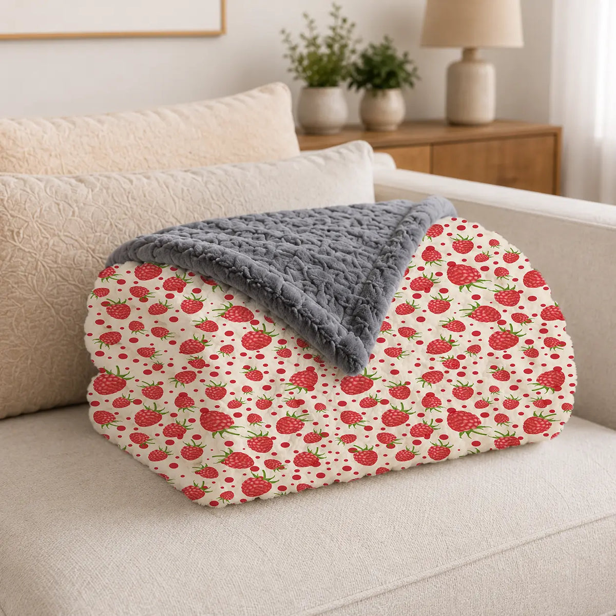 Pluchen Deken Frambozen & Stippen – Zachte Fleece