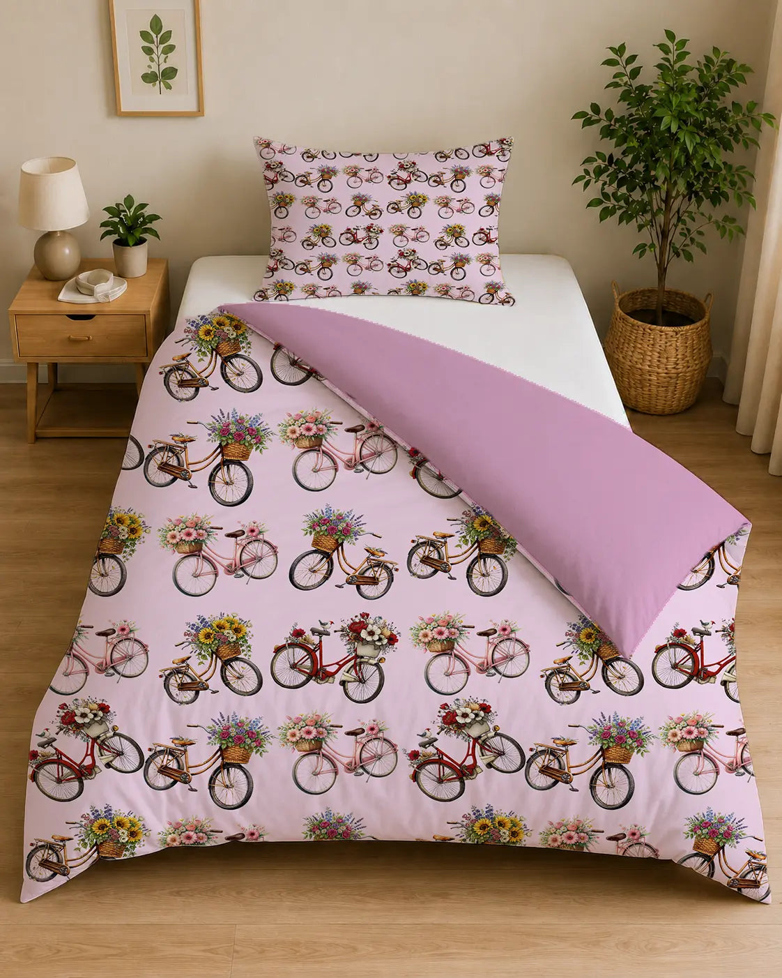 Dekbedovertrek Fietsen & Bloemen – Katoen OEKO-TEX®