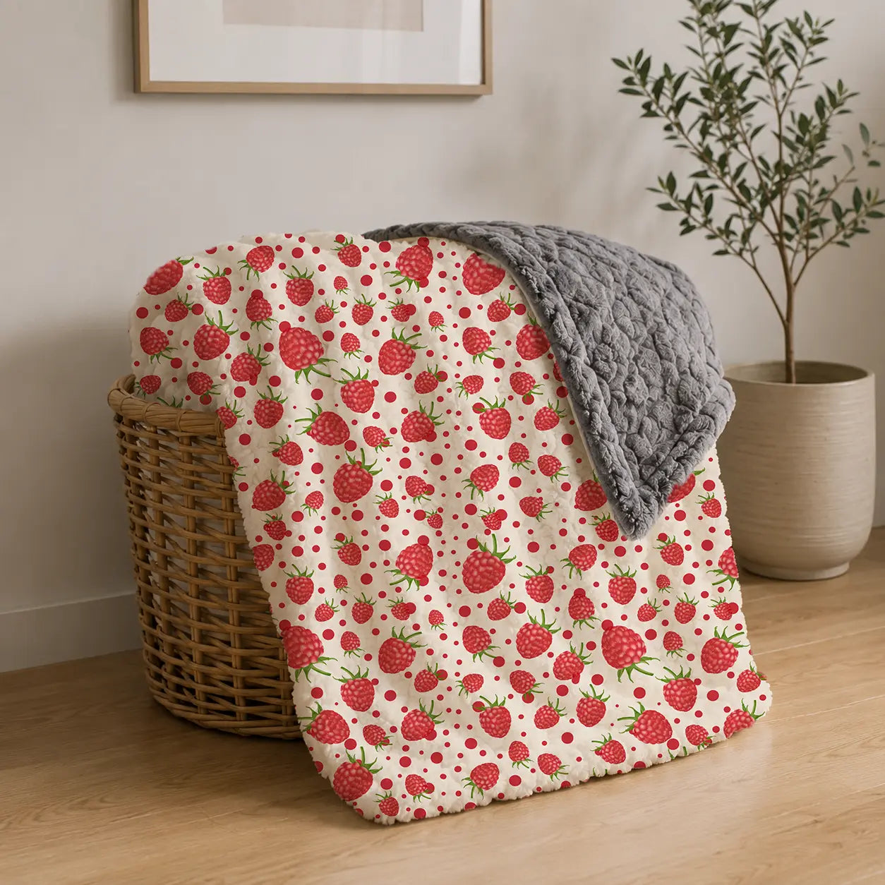 Pluchen Deken Frambozen & Stippen – Zachte Fleece