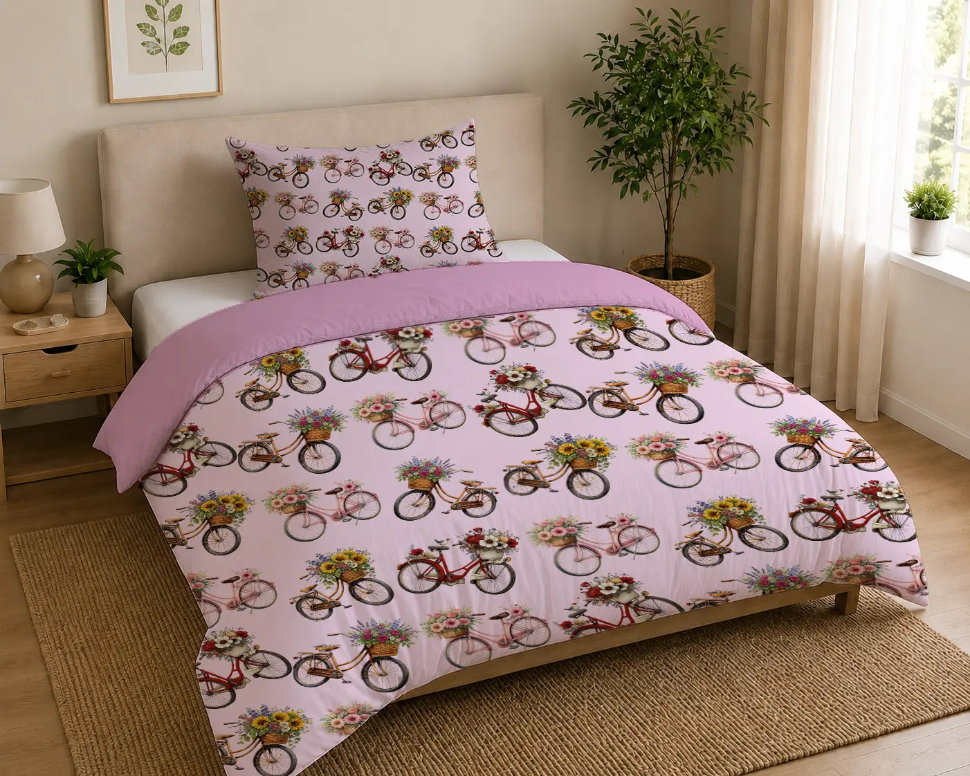 Dekbedovertrek Fietsen & Bloemen – Katoen OEKO-TEX®