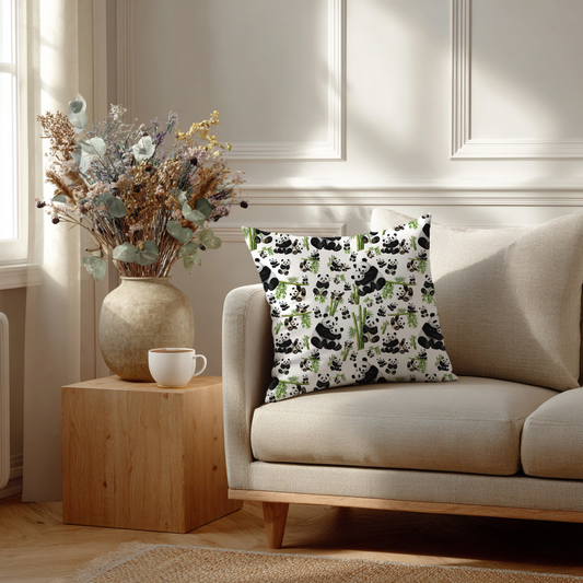 Panda's & Bamboe – Decoratief Kussen
