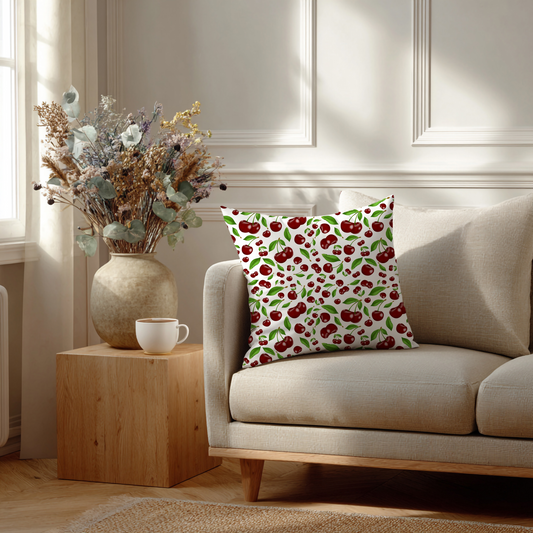 Kersen – Decoratief Kussen (witte print)