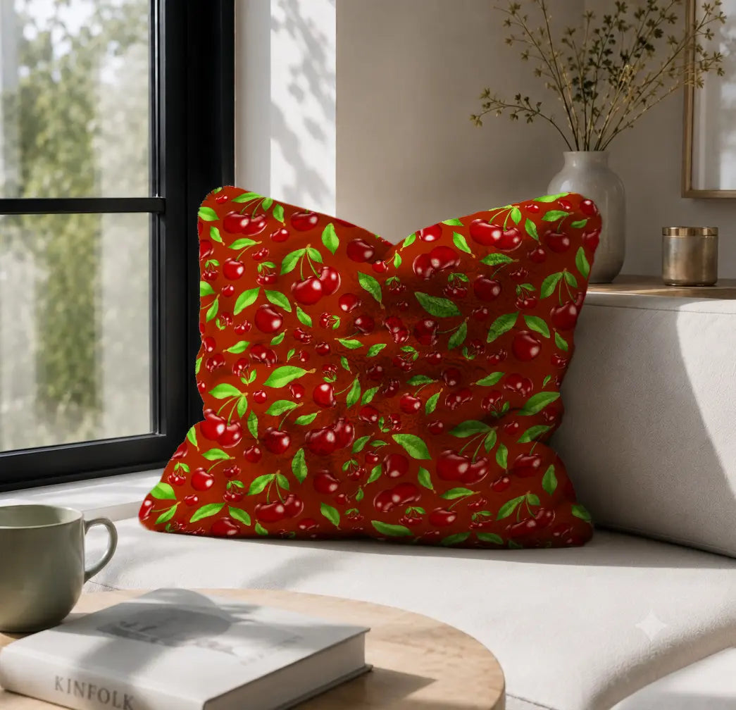 Decoratief Kussen Kersen – Kersrode Print