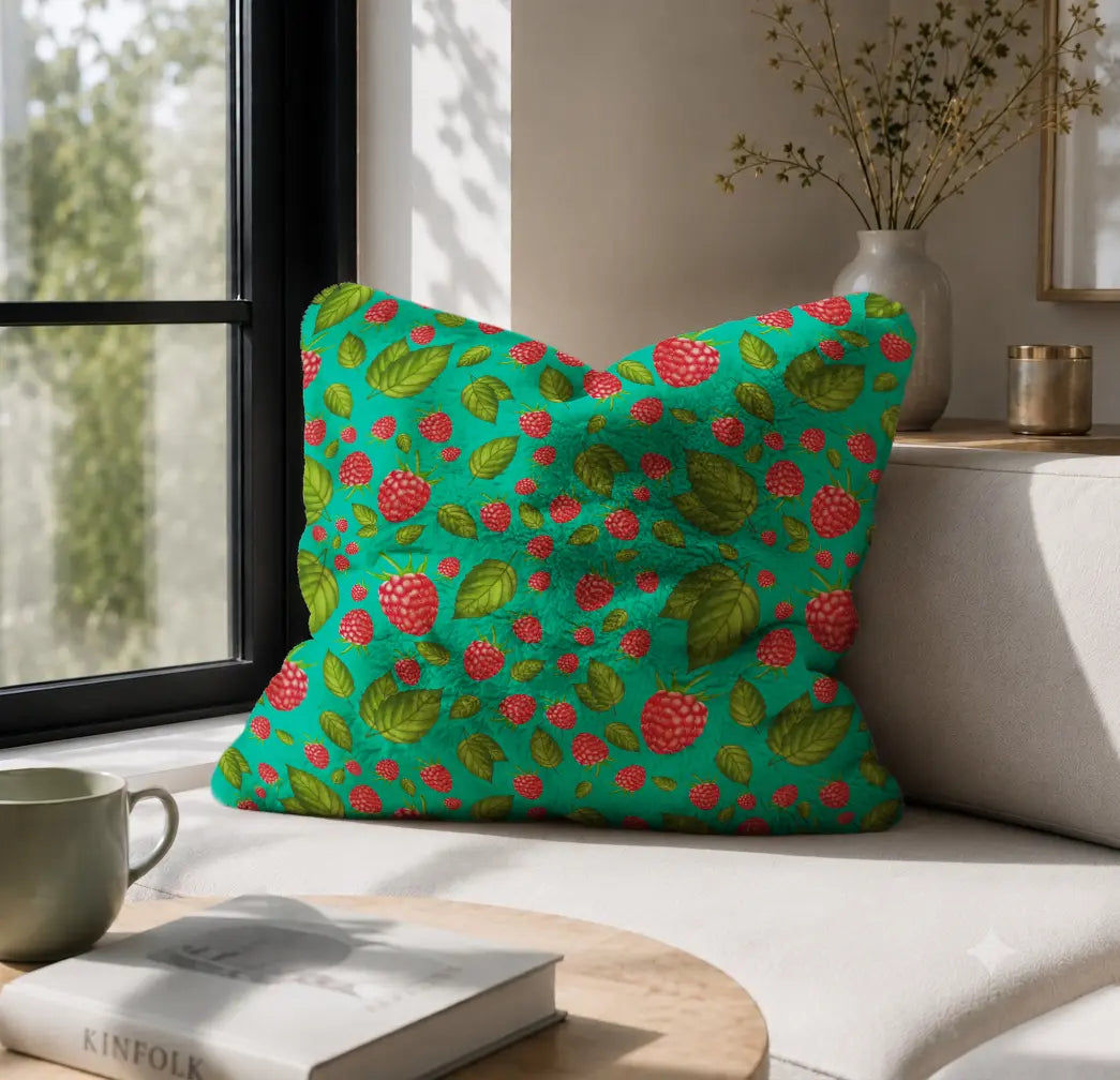 Decoratief Kussen Frambozen – Turquoise Print