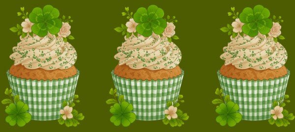 Keramische mok groene cupcake klavertjevier geel handvat 325ml