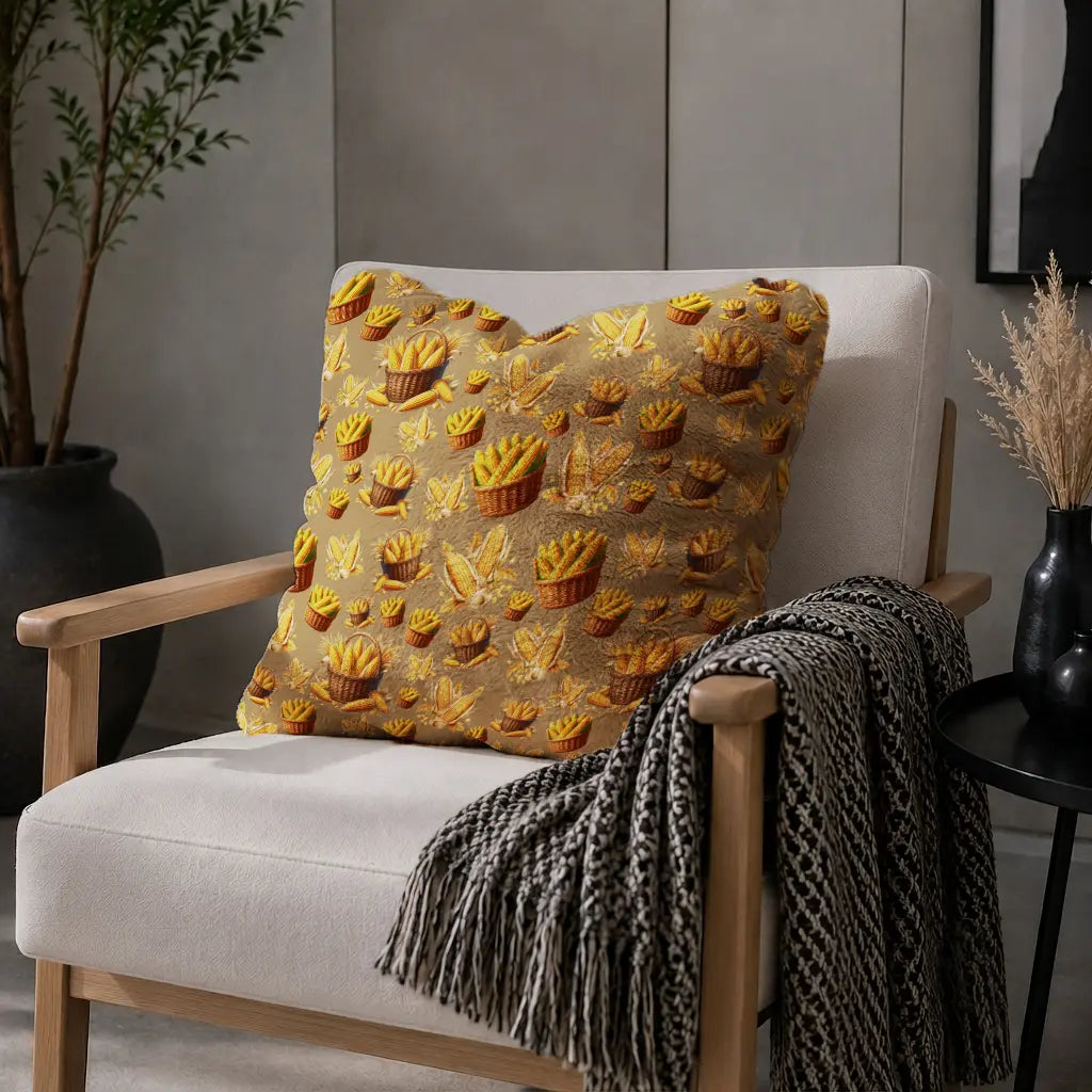 Decoratief Kussen Maïs – Goudzandkleurige Achtergrond