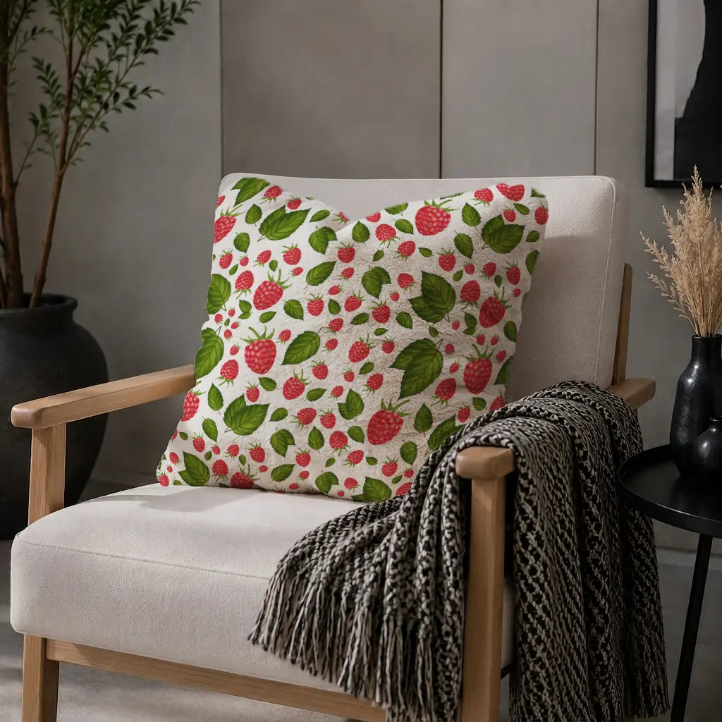 Decoratief Kussen Frambozen – Witte Print