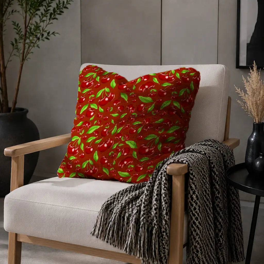 Decoratief Kussen Kersen – Kersrode Print