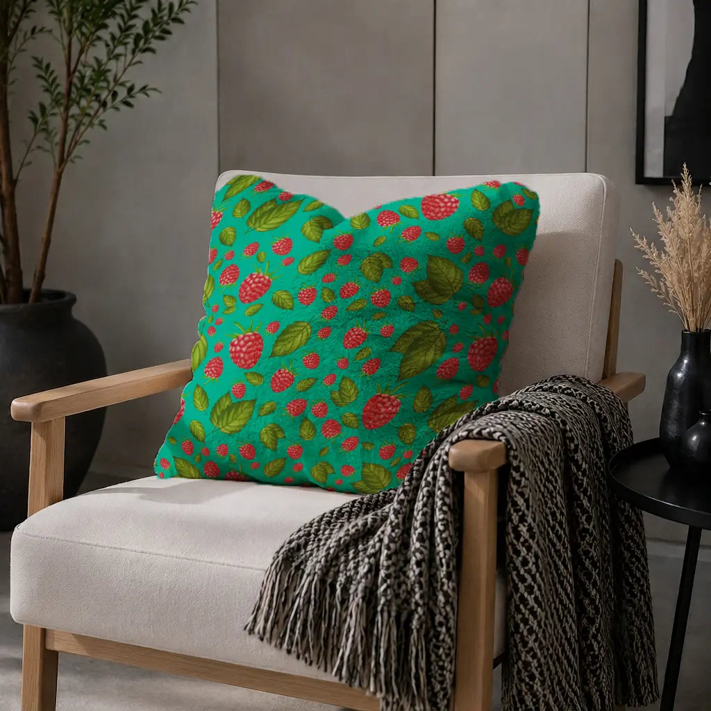 Decoratief Kussen Frambozen – Turquoise Print