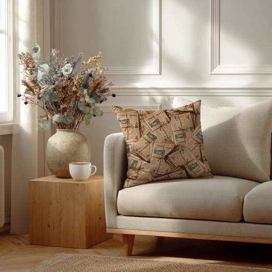 Oude Kranten – Decoratief Kussen