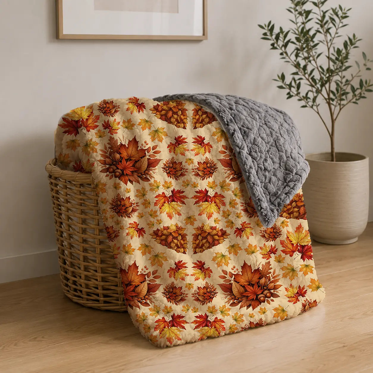 Pluchen Deken Herfstbladeren – Zachte Fleece