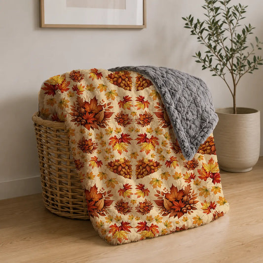 Pluchen Deken Herfstbladeren – Zachte Fleece